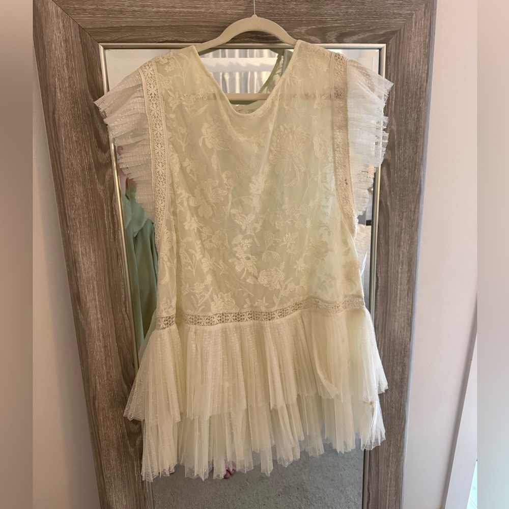 Free people Ivory Lace Dress with Tulle Details